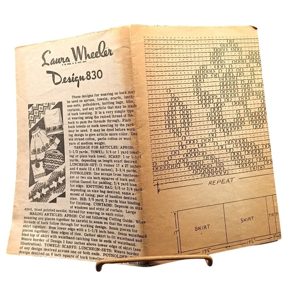 Vintage Laura Wheeler Design 830 Weaving Instructions For Huck Toweling & Access